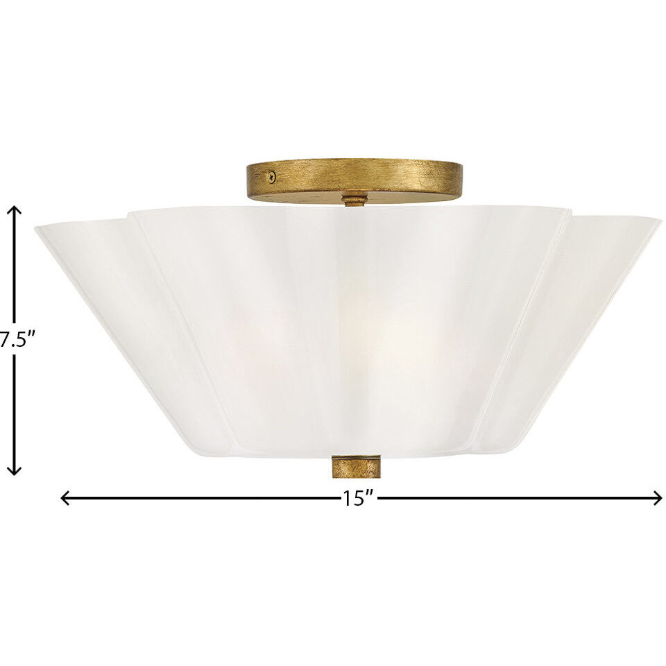 Honey 3 Light 15 inch Distressed Brass Semi-Flush Mount Ceiling Light, Medium