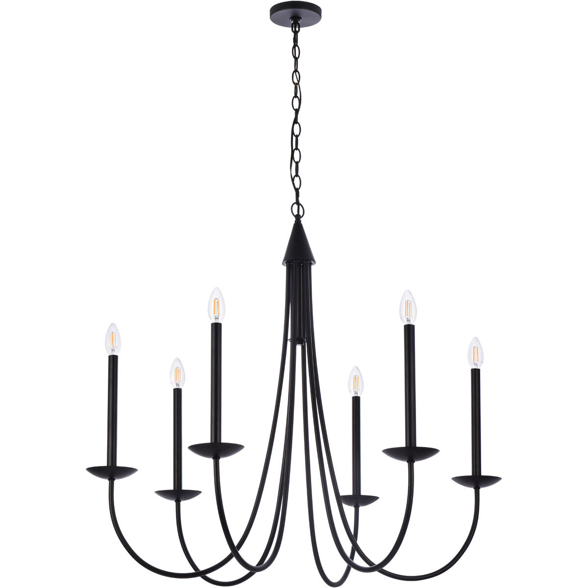 Cohen 6 Light 36 inch Black Chandelier Ceiling Light