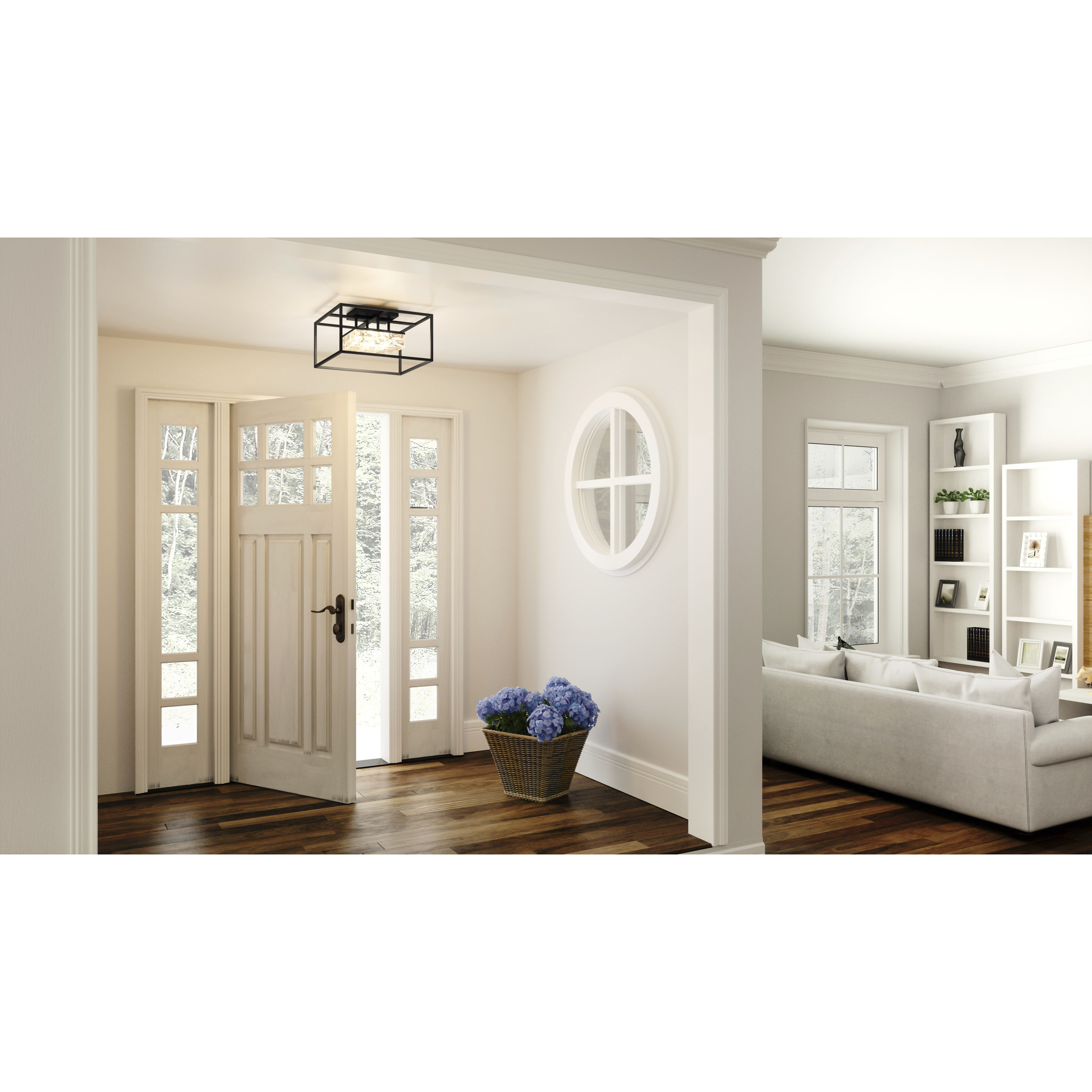 Dazzle LED 16 inch Matte Black Semi-Flush Mount Ceiling Light