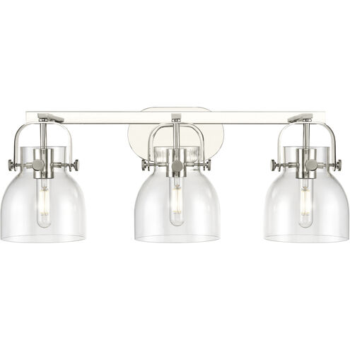 Pilaster II Bell 3 Light 26.5 inch Polished Nickel Bath Vanity Light Wall Light in Clear Glass