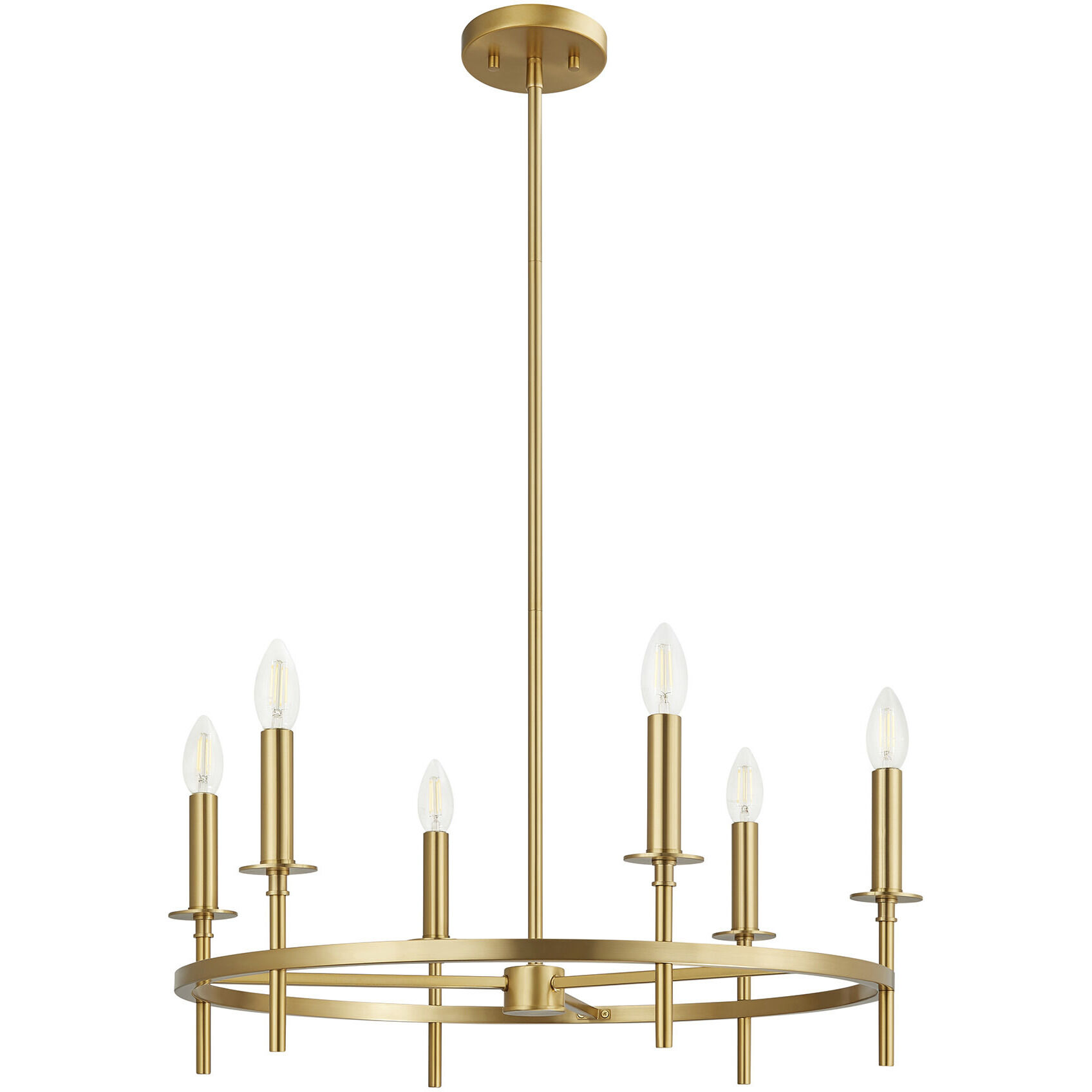 Contemporary 4 Light 30 inch Natural Brass Chandelier Ceiling Light