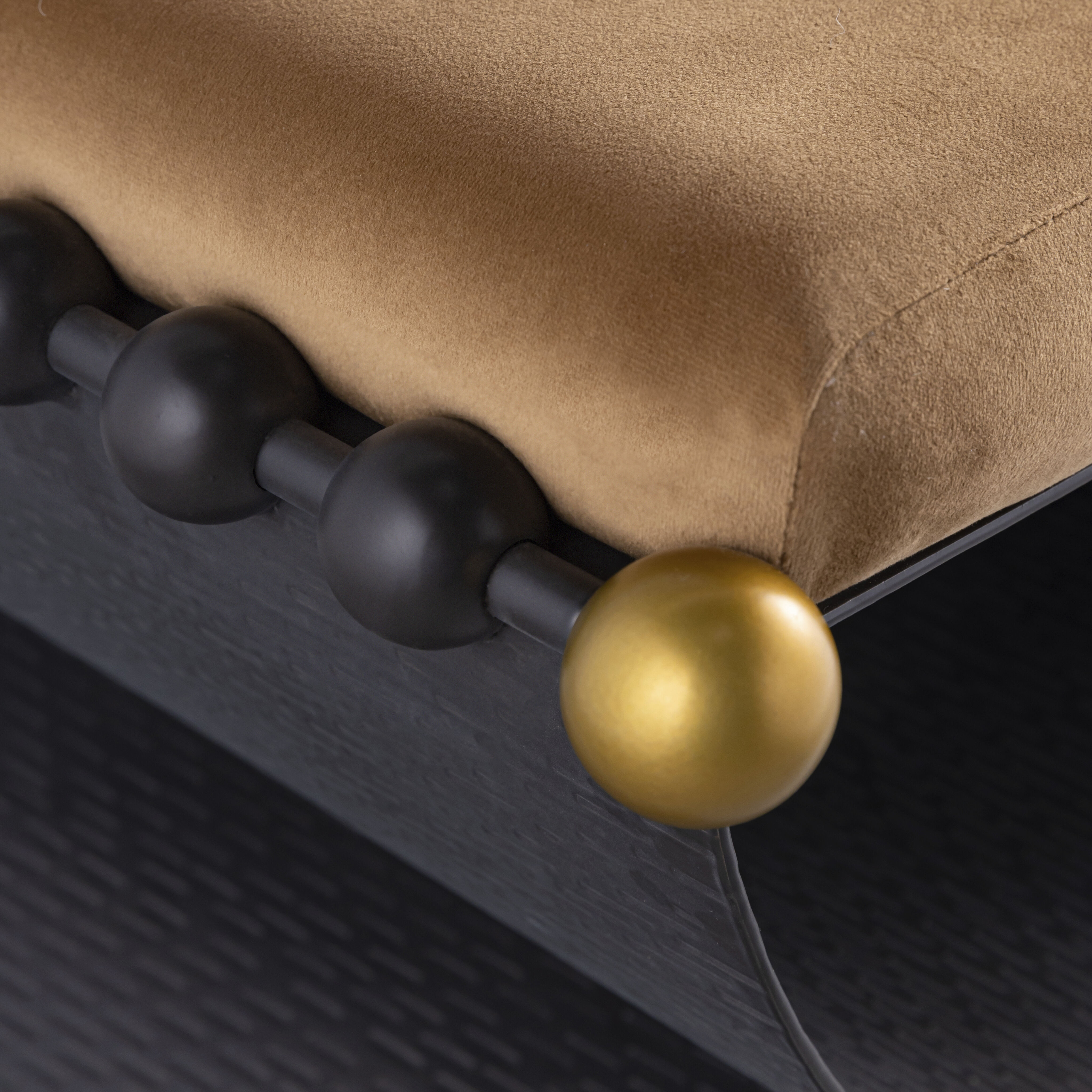 Layla 21 inch Blackened Bronze with Camel and Antique Brass Accent Stool