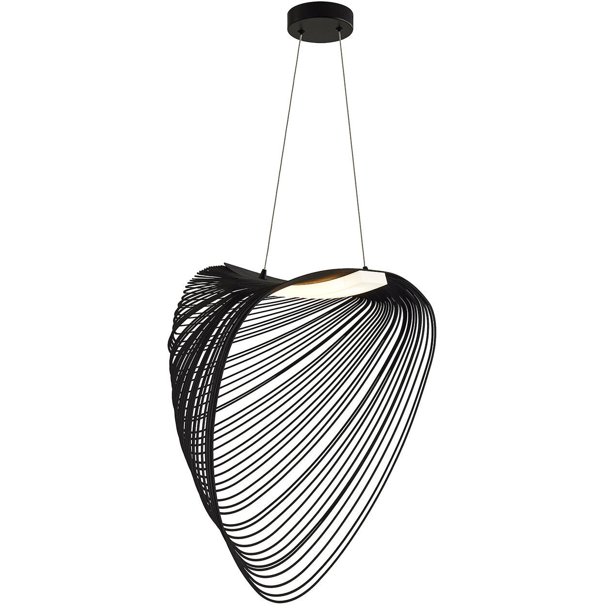 Eco Collection - Madera Family 23.75 inch Matte Black Pendant Ceiling Light in Black Wood, EVOLV