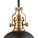 Chadwick 1 Light 13 inch Satin Brass with Matte Black Pendant Ceiling Light