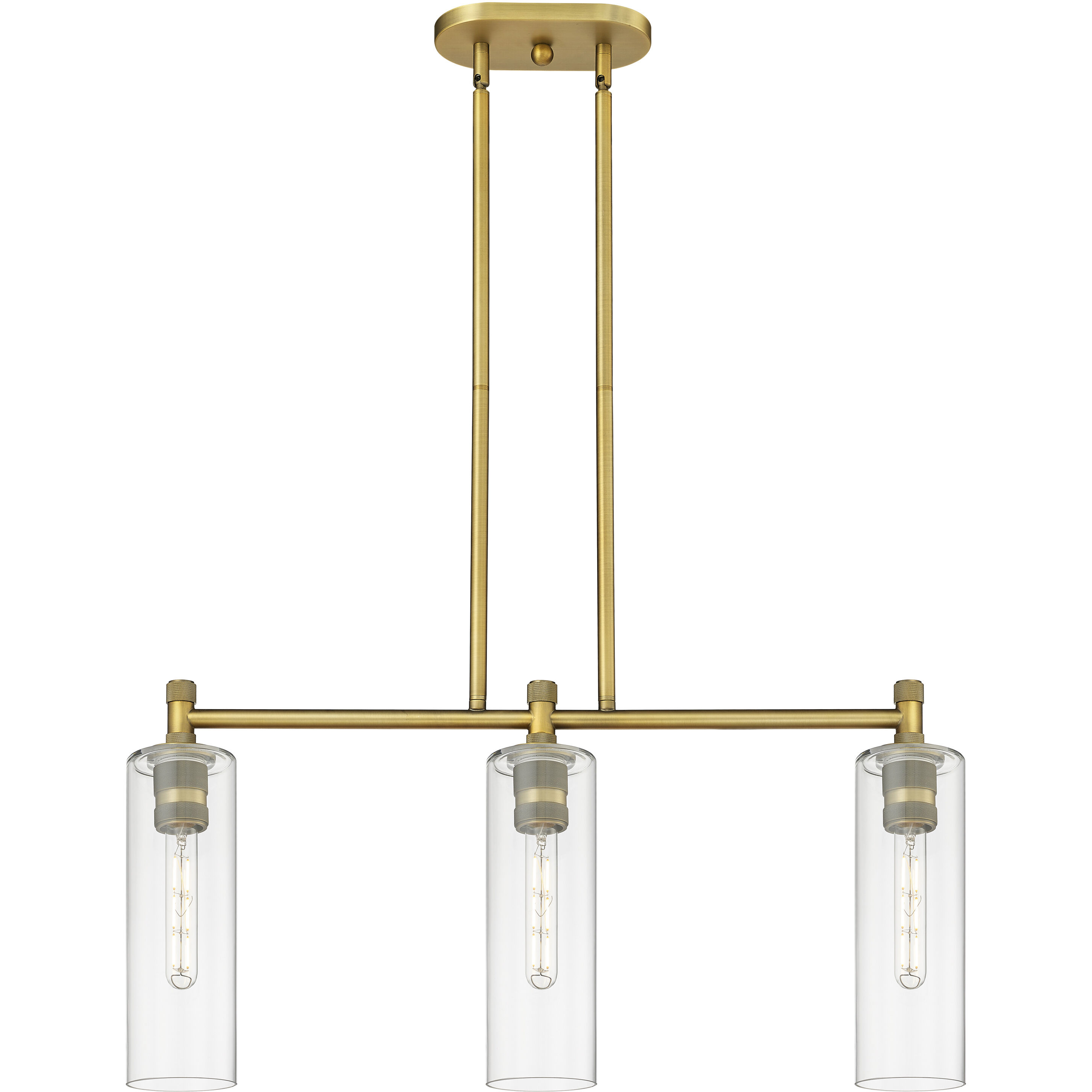 Downtown Urban Crown Point Island Light Ceiling Light in Brushed Brass, Clear