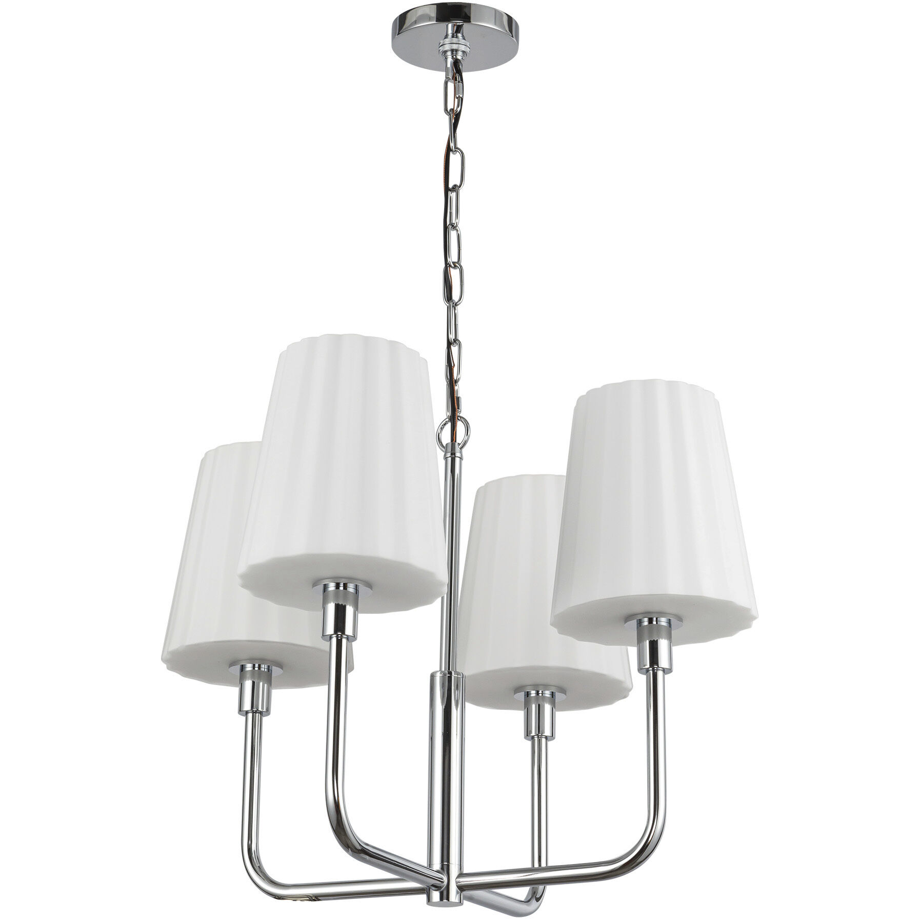 Alora Mood Plisse 4 Light 22.5 inch Chrome/Opal Matte Glass Chandelier Ceiling Light