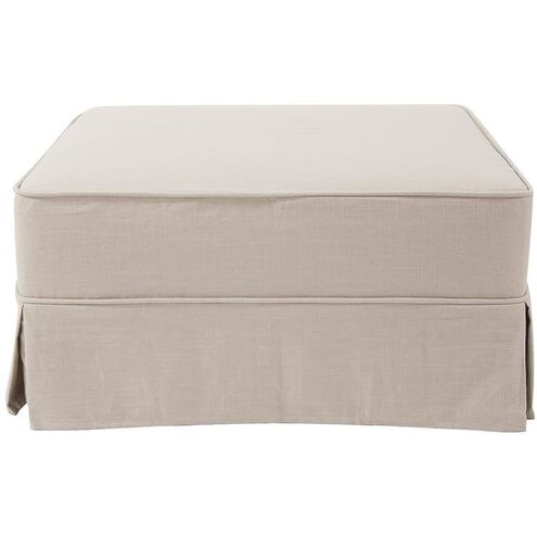 Universal Natural Skirted Ottoman Cover, 36in Square, The Linen Collection