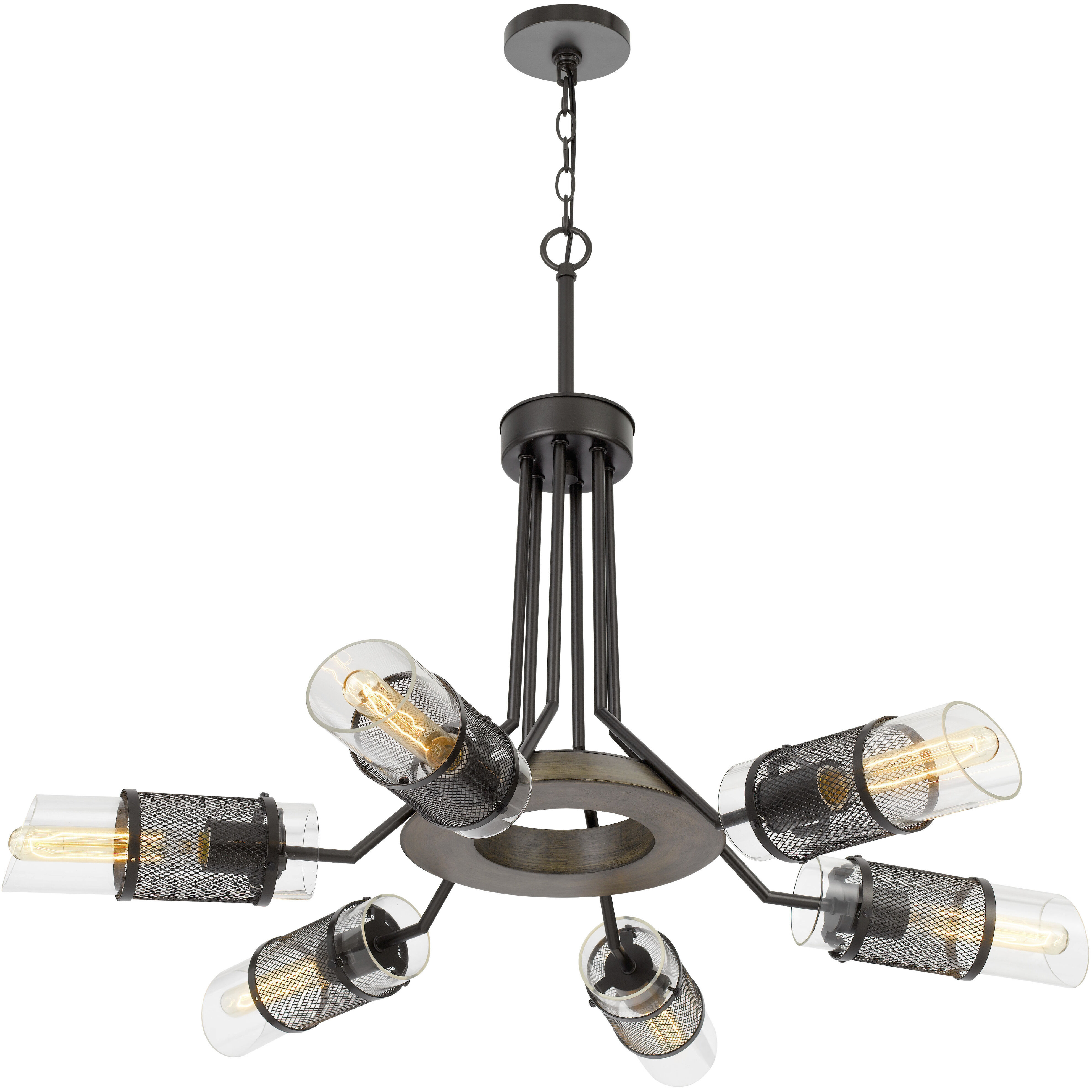 Savona 6 Light 36 inch Wood/Black Chandelier Ceiling Light