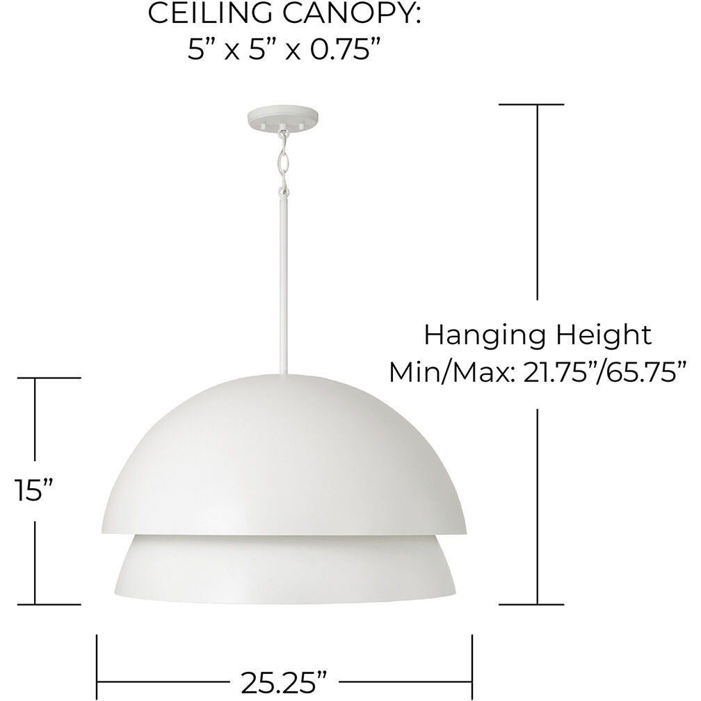 Jensen 1 Light 25.25 inch Matte White Pendant Ceiling Light