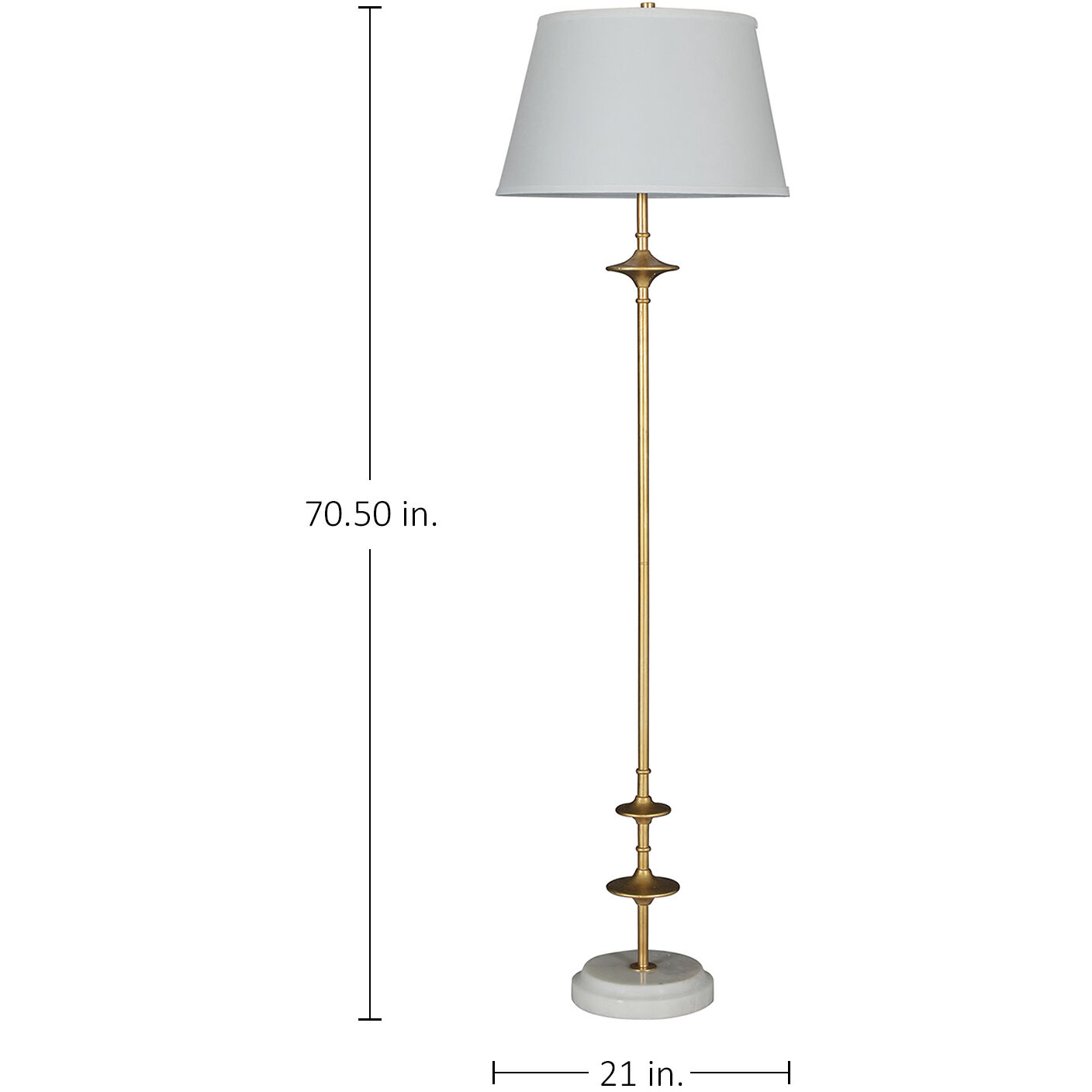 Avery 70.75 inch Aged Brass and Beige Linen with Light Beige Marble Floor Lamp Portable Light
