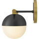 Bowie 3 Light 22.5 inch Lacquered Brass and Black Vanity Light Wall Light in Lacquered Brass with Black