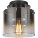 Henley LED 8 inch Satin Black and Smoke Glass Flush Mount Ceiling Light