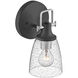 Easton 1 Light 6.25 inch Black with Chrome Vanity Light Wall Light in Black/Chrome