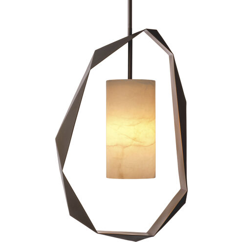 Santos 1 Light 20.08 inch Gunmetal with Antique Brass with Alabaster Chandelier Ceiling Light