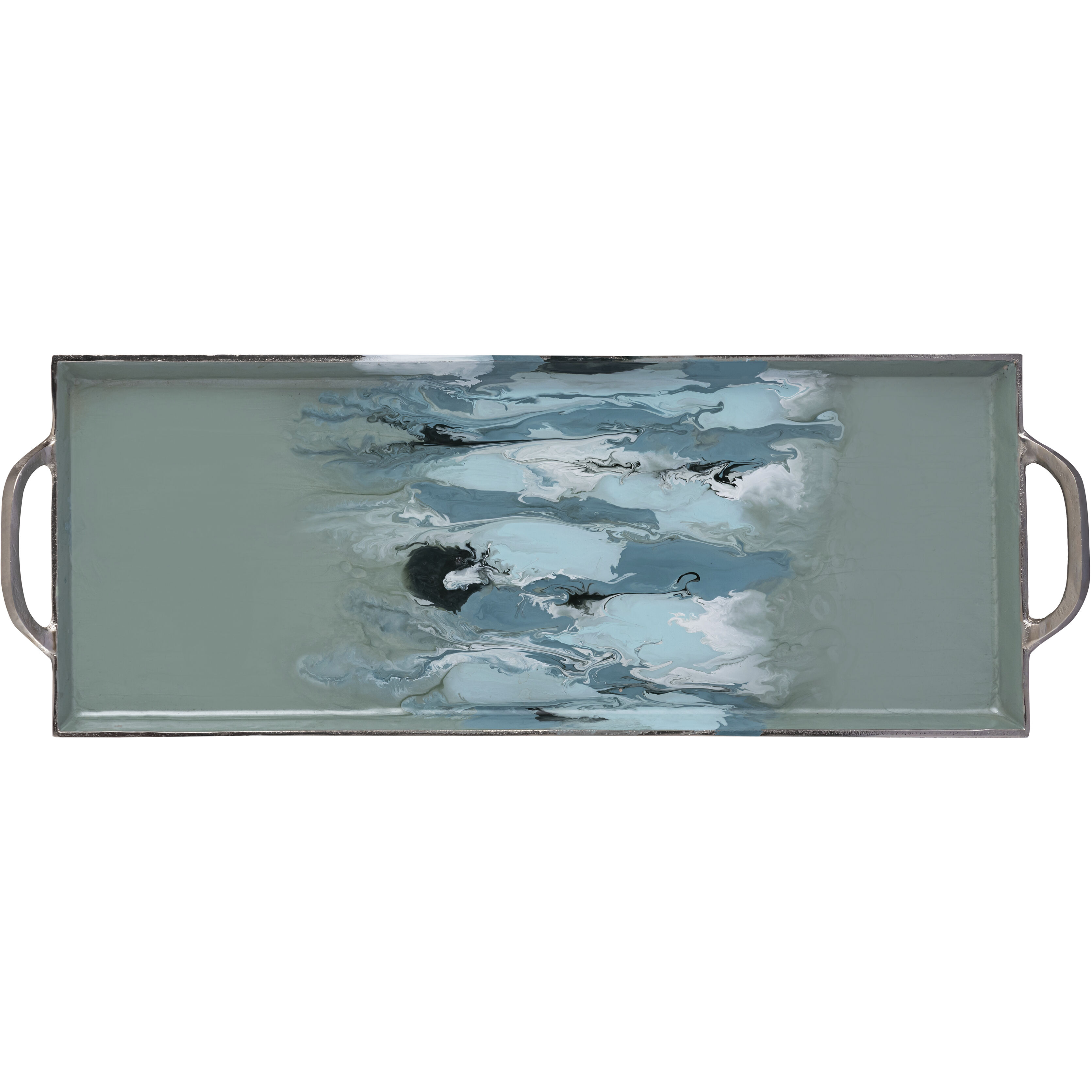 Spindrift Seafoam Green Enamel with Nickel Tray, Set of 2
