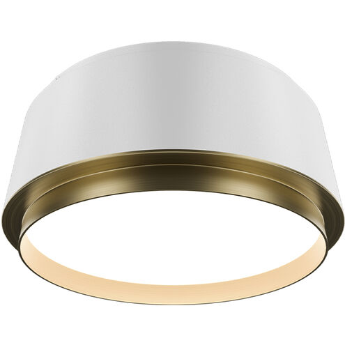 Salvo LED 9 inch White and Aged Brass Flush Mount Ceiling Light in 3500K, White/Aged Brass, dweLED