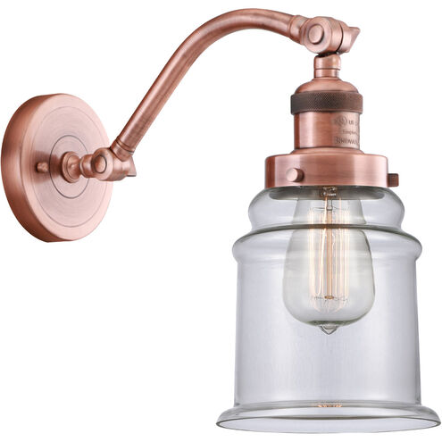 Franklin Restoration Canton LED 7 inch Antique Copper Sconce Wall Light in Clear Glass, Franklin Restoration