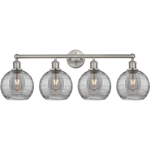 Edison Athens Deco Swirl 4 Light 35 inch Satin Nickel Bath Vanity Light Wall Light
