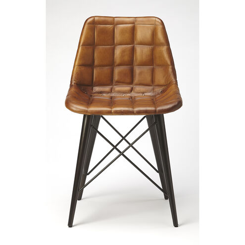 Industrial Chic Patty  Brown Leather Accent Chair