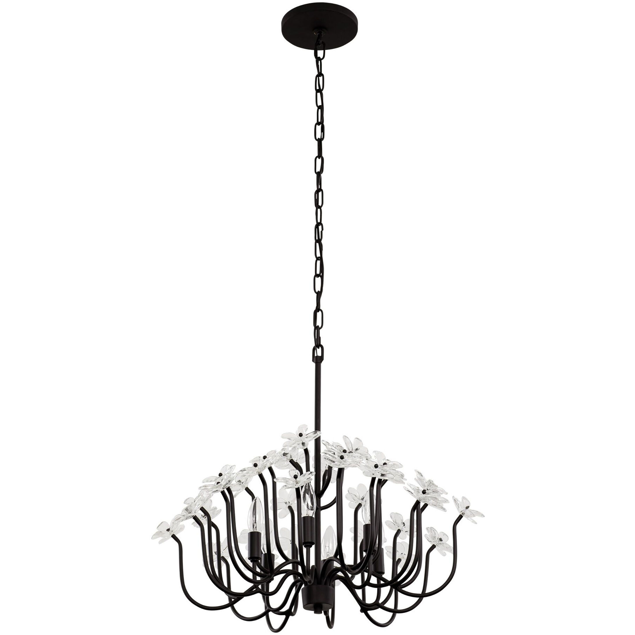 Wildflower 6 Light 26 inch Matte Black Chandelier Ceiling Light, Smithsonian Collaboration