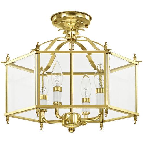 Livingston 4 Light 16 inch Polished Brass Convertible Pendant/Ceiling Mount Ceiling Light