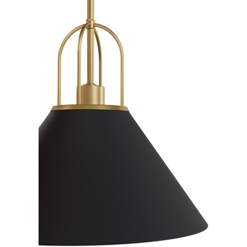 Carrington Isle 1 Light 16.25 inch Flat Matte Black and Luxe Gold Pendant Ceiling Light, Large