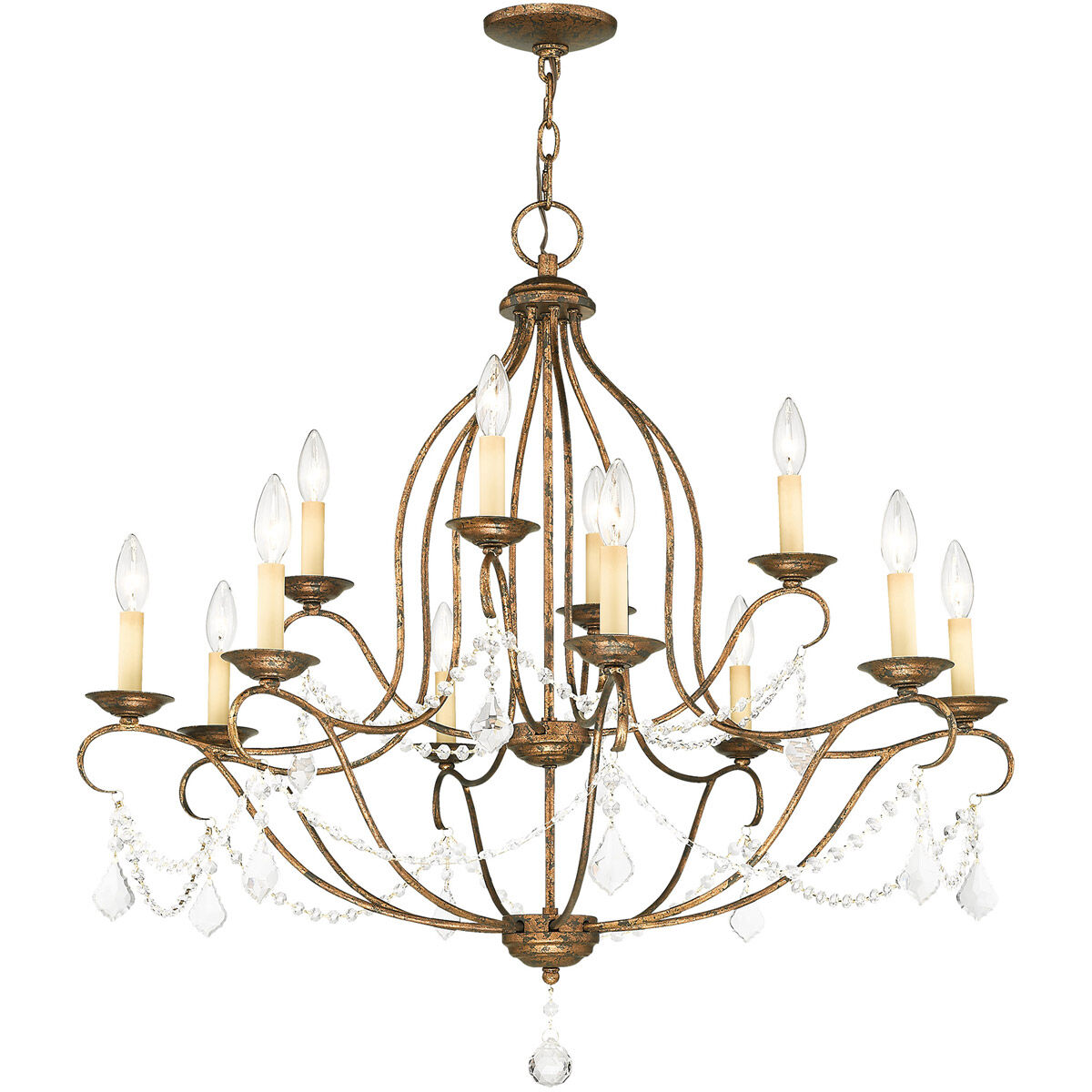 Chesterfield 12 Light 34 inch Hand Applied Venetian Golden Bronze Chandelier Ceiling Light