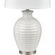 Junia 28 inch 150 watt White Glazed with Satin Nickel Table Lamp Portable Light, Set of 2