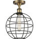 Lake Placid 1 Light 9.5 inch Brushed Brass Semi-Flush Mount Ceiling Light