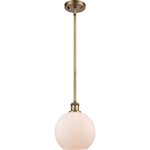 Ballston Athens LED 8 inch Brushed Brass Pendant Ceiling Light in Matte White Glass, Ballston
