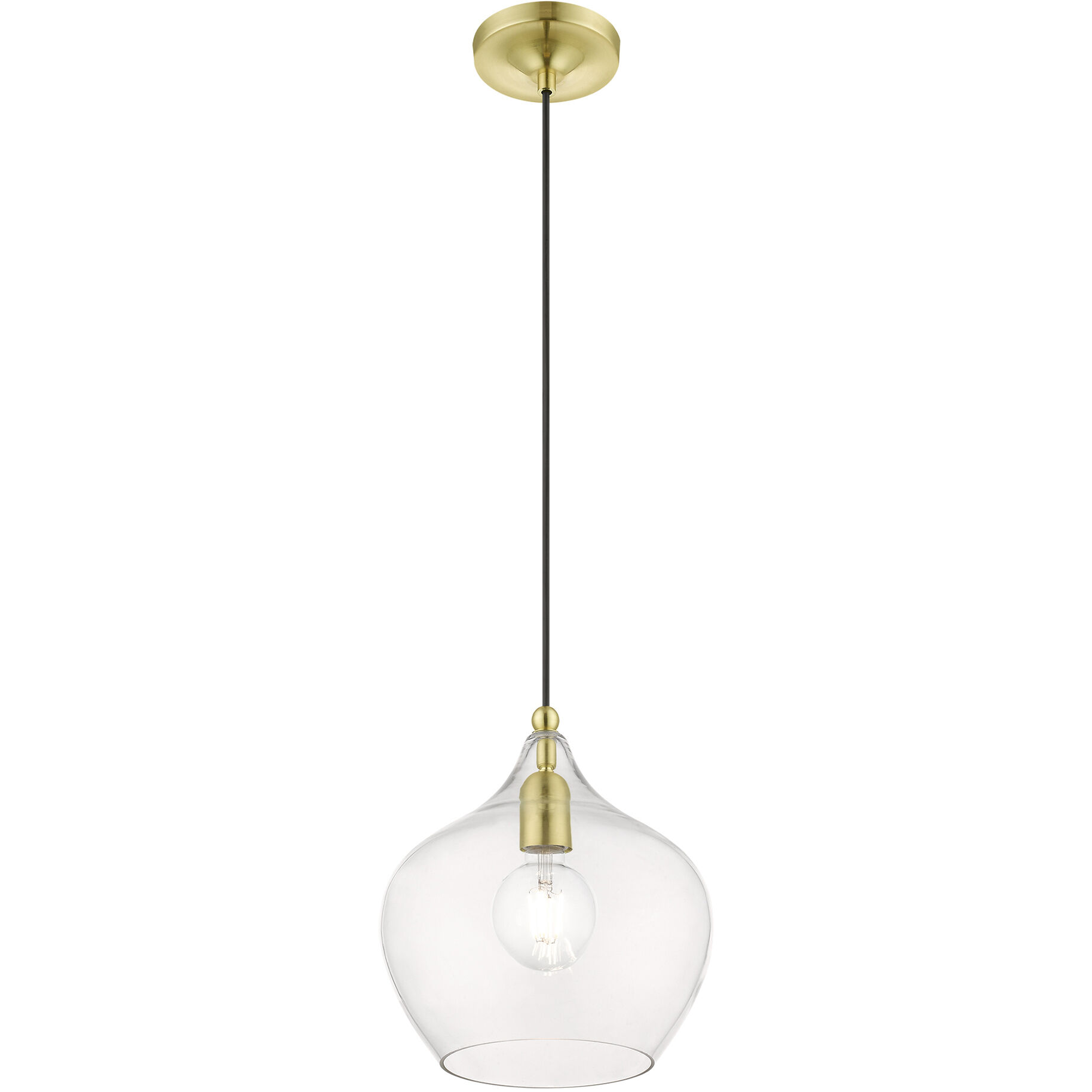 Aldrich 1 Light 10 inch Satin Brass with Polished Brass Accent Pendant Ceiling Light