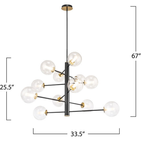 Aurelia LED 33.5 inch Black and Brushed Brass Chandelier Ceiling Light