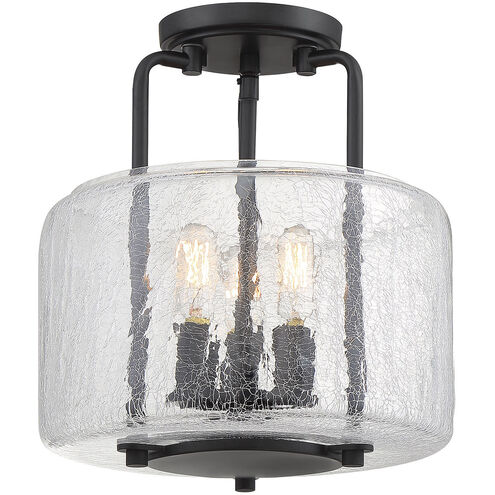 Avalon 3 Light 11.38 inch Matte Black Semi-Flush Ceiling Light, Essentials