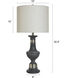 Cameron 32 inch 100.00 watt Malta Black and Silver Table Lamp Portable Light