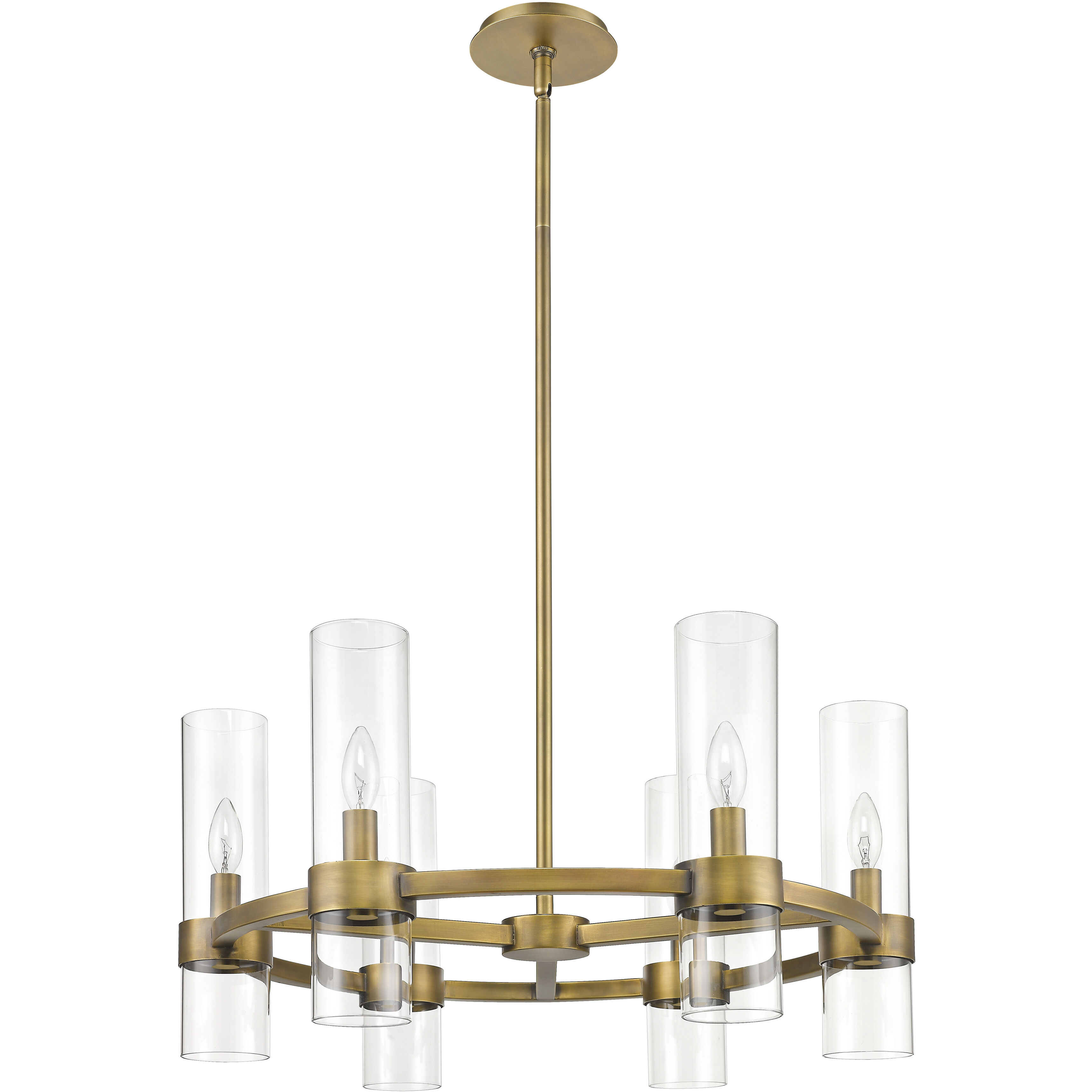 Datus 6 Light 26 inch Rubbed Brass Chandelier Ceiling Light