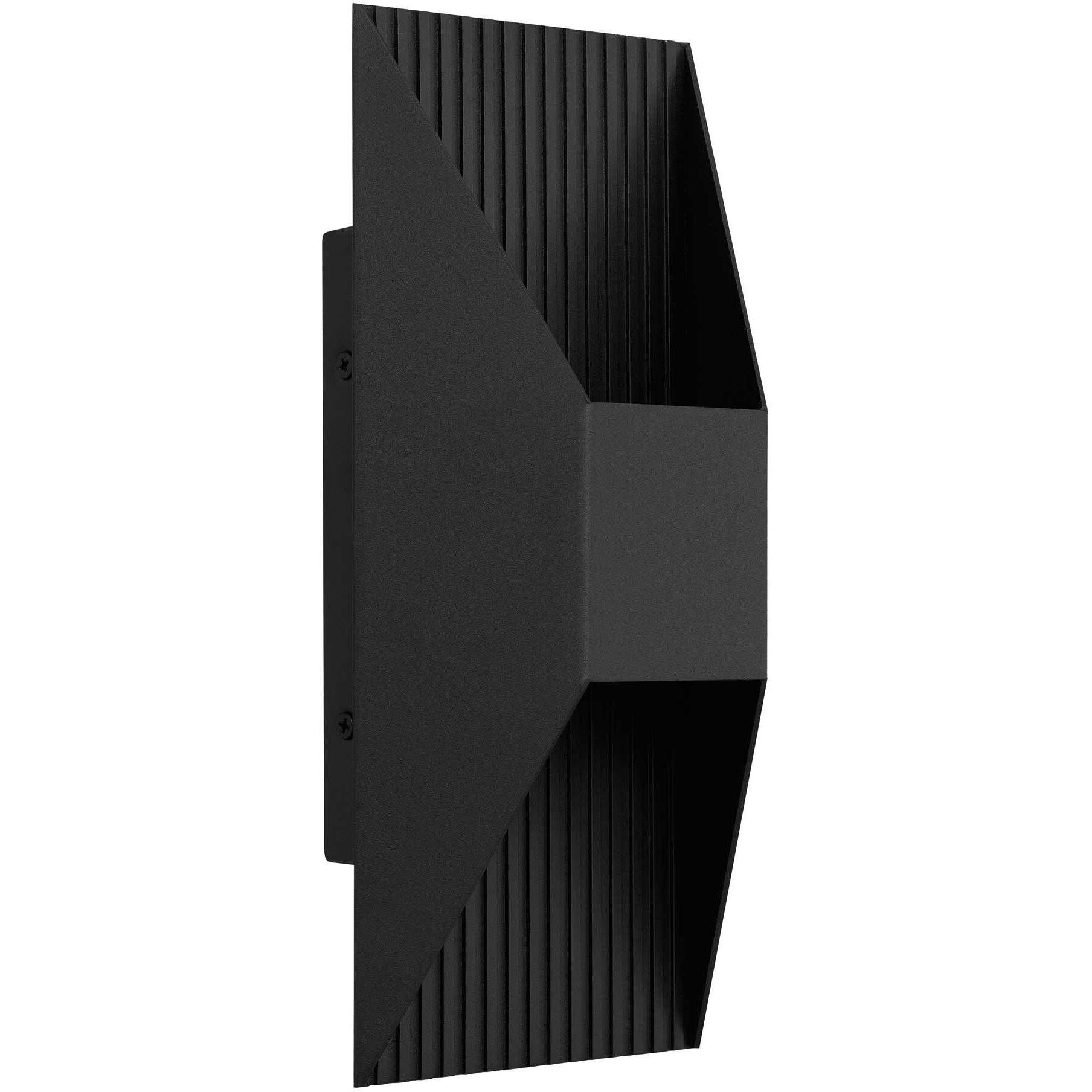 Ribbed LED 12 inch Sand Black Outdoor Wall Sconce