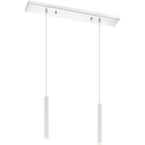 Forest LED 30 inch Chrome Linear Chandelier Ceiling Light in 2, 11, Matte White Steel