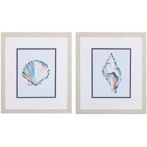 Pop Shell Study Blue and Orange and Green Framed Art