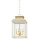 Houghton 4 Light 12.75 inch Aged Brass/Off-White Lantern Ceiling Light