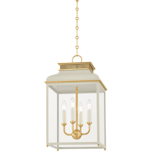 Houghton 4 Light 12.75 inch Aged Brass/Off-White Lantern Ceiling Light