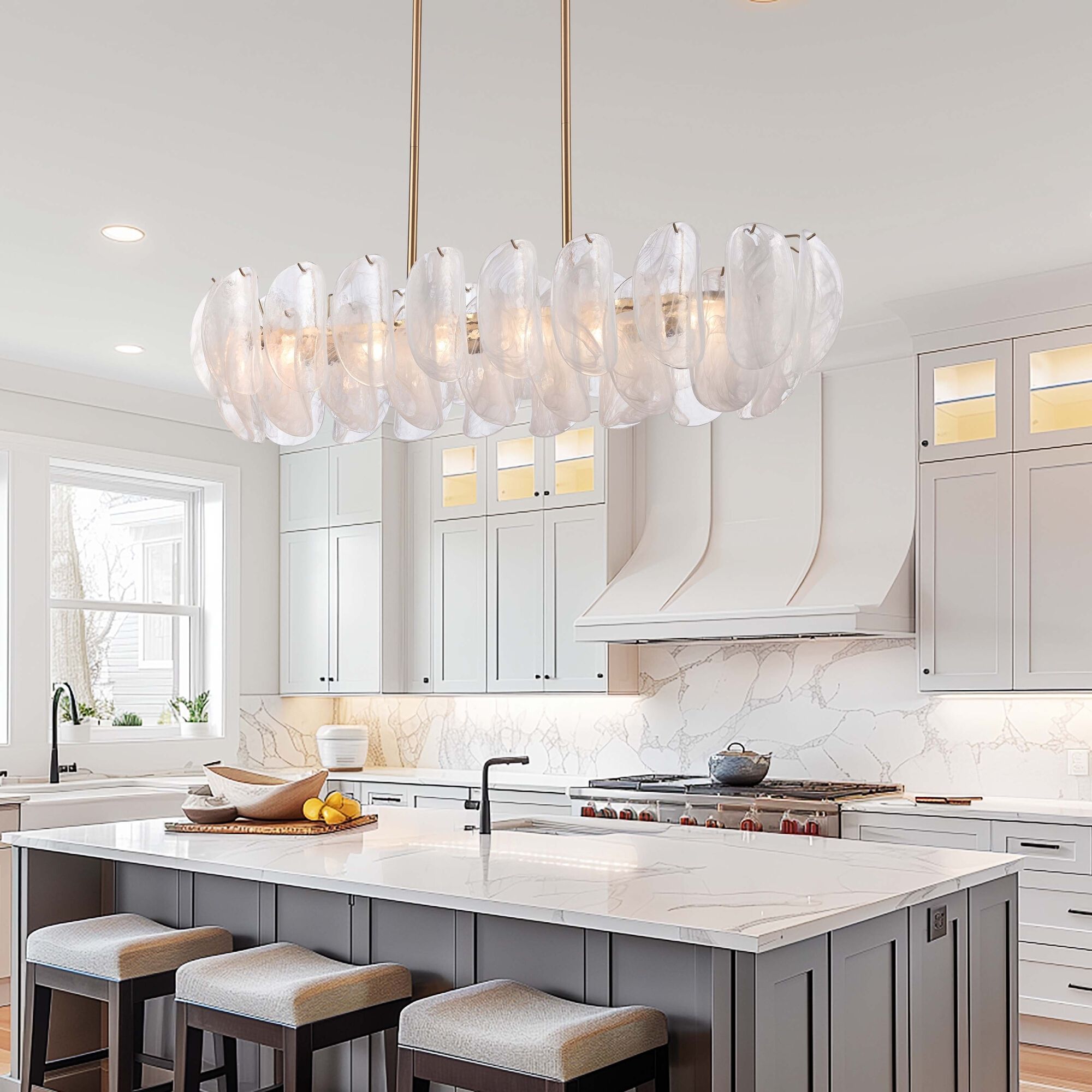 Chateau 6 Light 47.25 inch Satin Brass Linear Chandelier Ceiling Light