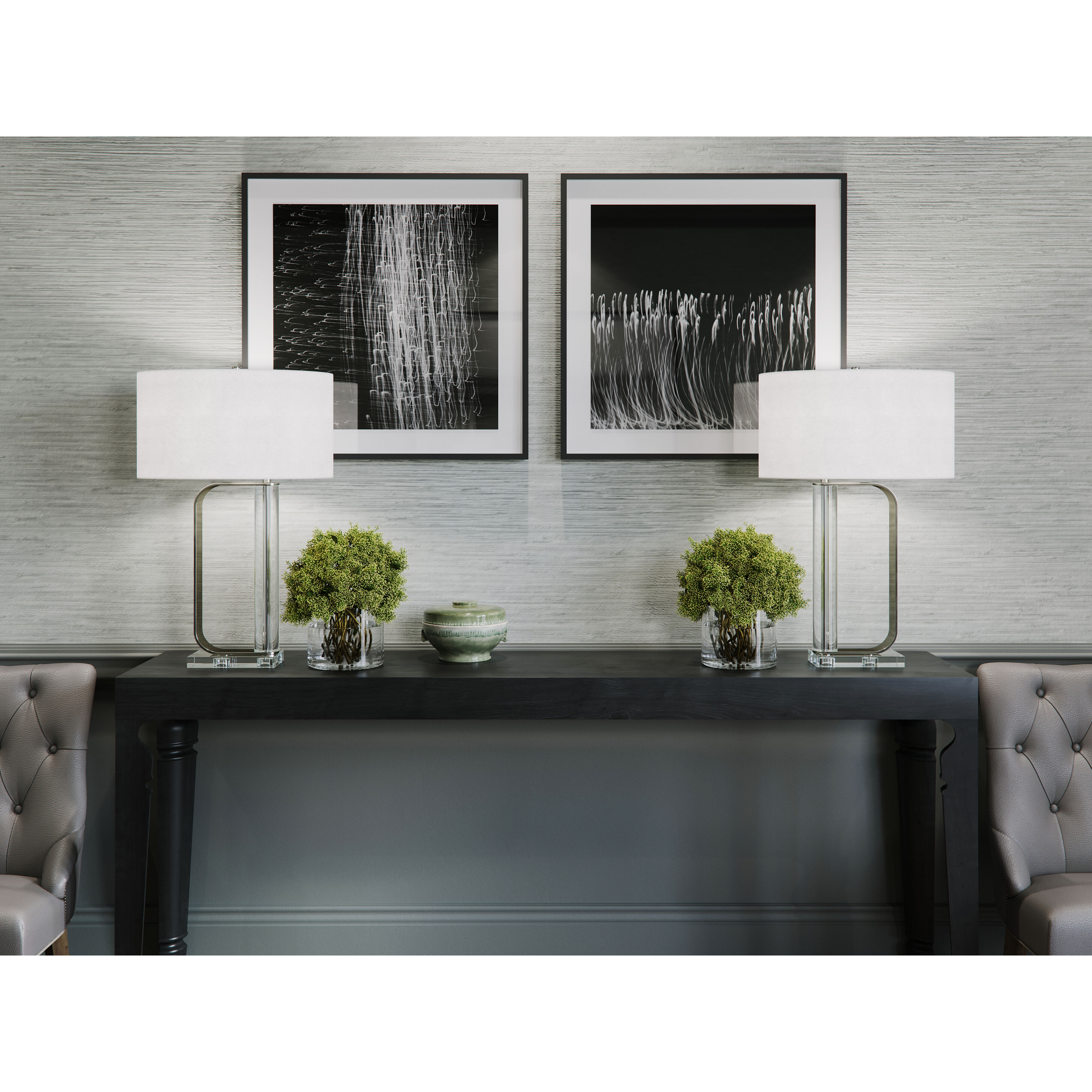 Ronald 28.75 inch 150.00 watt Polished Nickel Table Lamp Portable Light in Left