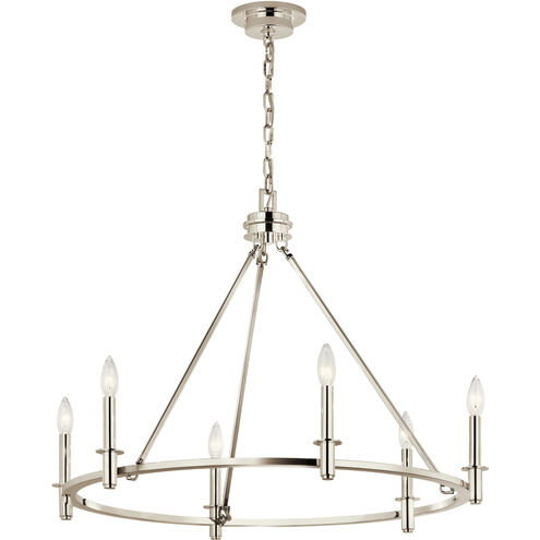 Carrick 6 Light Polished Nickel Chandelier Ceiling Light, 1 Tier Small
