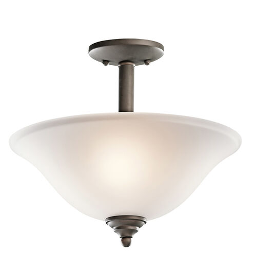Wynberg 2 Light 15 inch Olde Bronze Inverted Pendant/Semi Flush Ceiling Light in Satin Etched Glass, Incandescent
