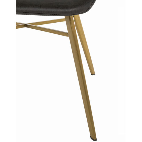 Channing Charcoal Brown Leather / Stainless Gold Dining Chair