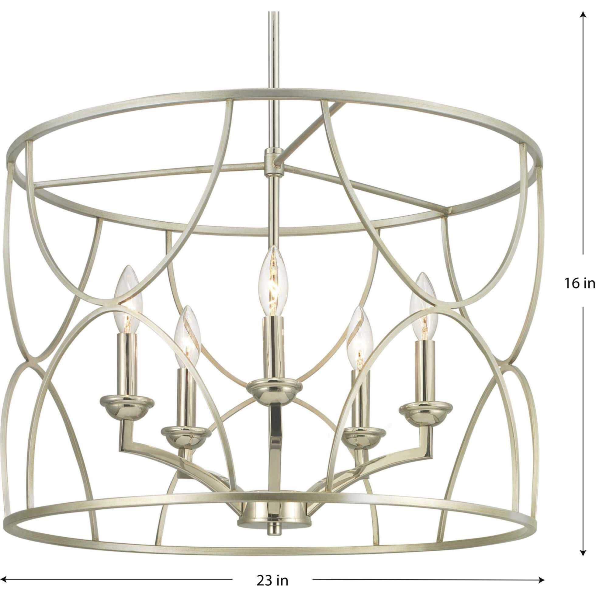 Landree 5 Light 23 inch Silver Ridge Chandelier Ceiling Light