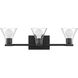 Gilford 3 Light 24 inch Matte Black Vanity Light Wall Light