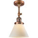 Franklin Restoration Large Cone 1 Light 8 inch Antique Copper Sconce Wall Light in Matte White Glass, Franklin Restoration