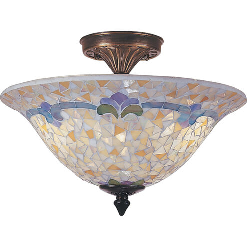 Evelyn 3 Light 13 inch Antique Brass Flush Mount Ceiling Light