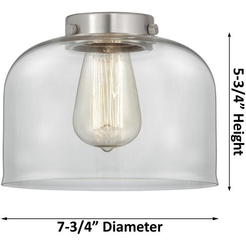 Bell 1 Light 8 inch Brushed Satin Nickel Mini Pendant Ceiling Light in Seedy Glass